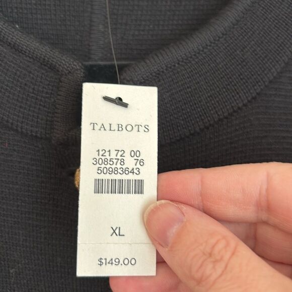 Talbot’s Women Black knit 100% merino wool jacket Gold Buttons Classic XL NWT! � - Picture 8 of 9